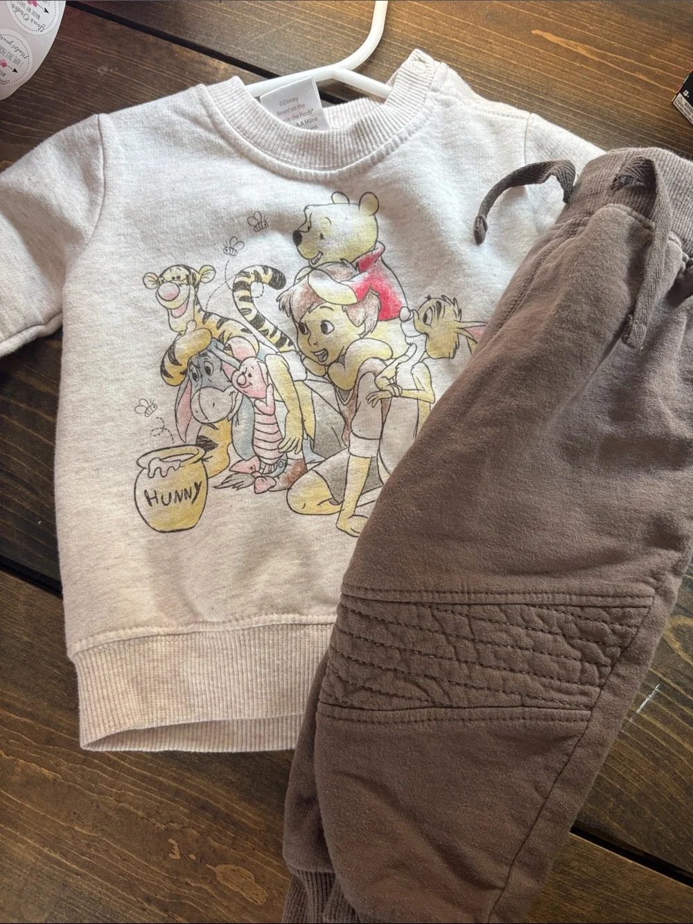 Disney Kids Sweatshirt & Joggers Set - Cream & Brown Winnie the Pooh Graphic